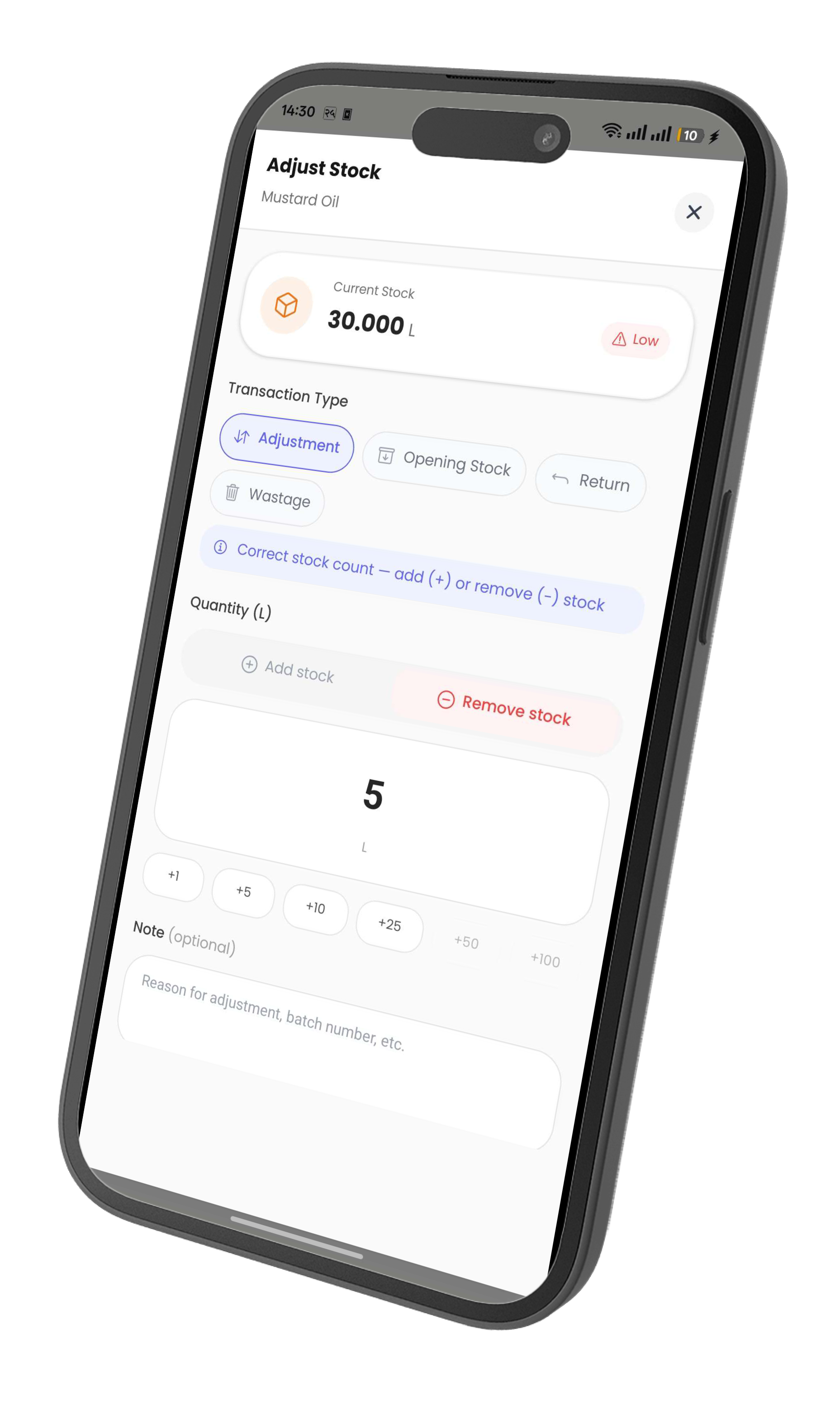 Adjust Inventory Stock