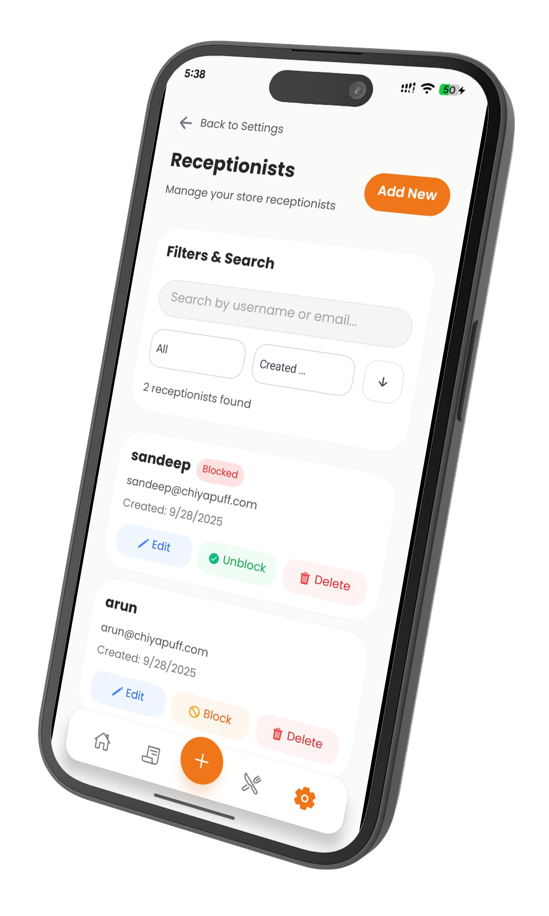Staff Management - Complete staff control